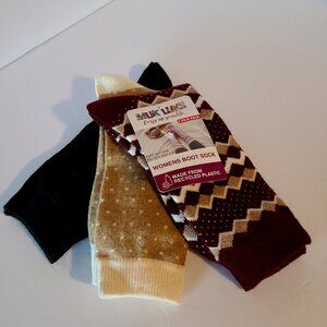 MUK LUKS 3 PAIR WOMENS BOOT SOCKS-WARM-COZT-SOFT- FITS SHOE SIZE 6-11